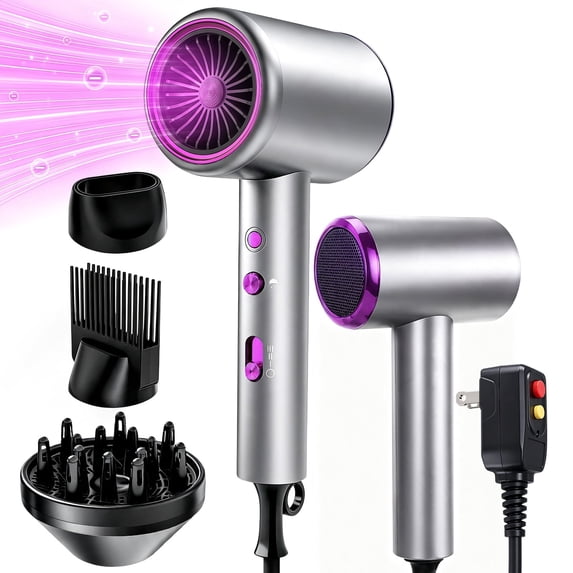 Ionic Hair Dryer with Diffuser, Professional 2000W Blow Dryer with Comb Nozzle & Concentrator Attachments for Smooth, Frizz-Free Hair Styling