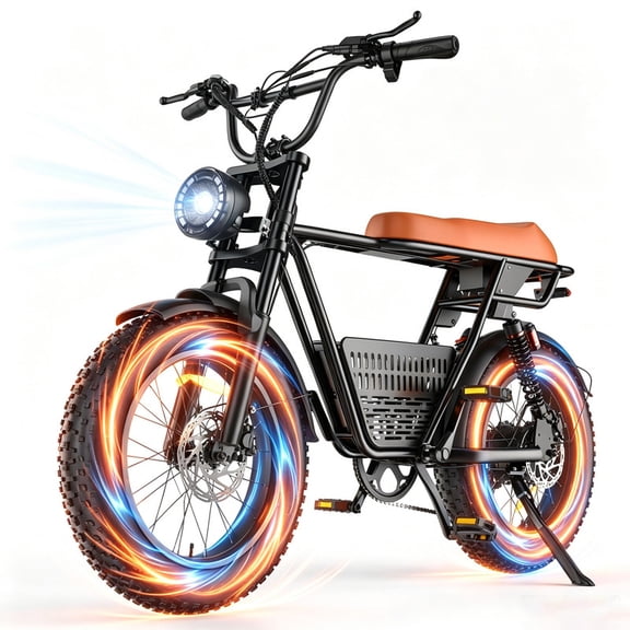 2000W Peak Fat Tire Electric Bike for Adults,20"*4.0 Off Road E-Bike with 48V 18Ah Battery,Up to 28mph,7-Speed Gears,Front Suspension