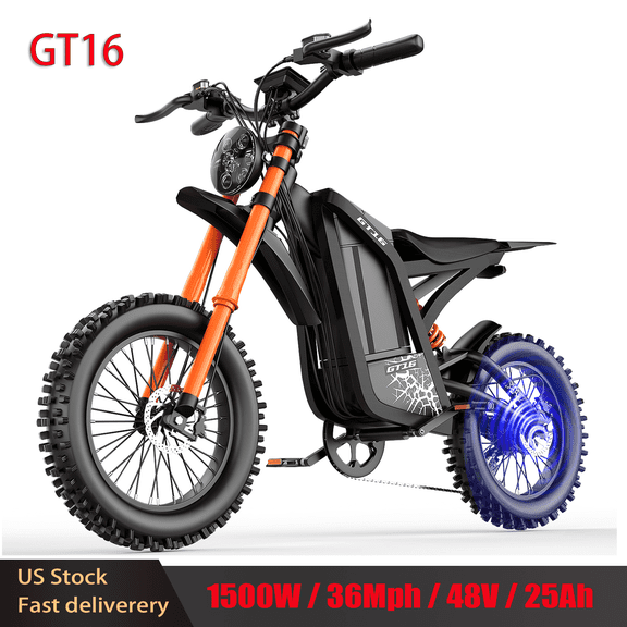 2000W (Peak) Motor 36MPH Electric Dirt Bike for Adults,48V25AH 65 Miles Ebike ,16 in Fat Tires Mountain Off-Road Dirtbike Dual Disc Brakes & Full Suspension Electric Bike UL2849