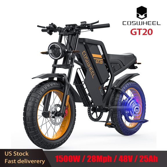 2000W(Peak) Motor Electric Bike for Adults,COSWHEEL GT20 Ebike 48V 25AH Removable Battery, 31MPH & 93 Miles 7-Speed Electric Motorcycle, 20" x 4.0 Fat Tire Electric Dirt Bike