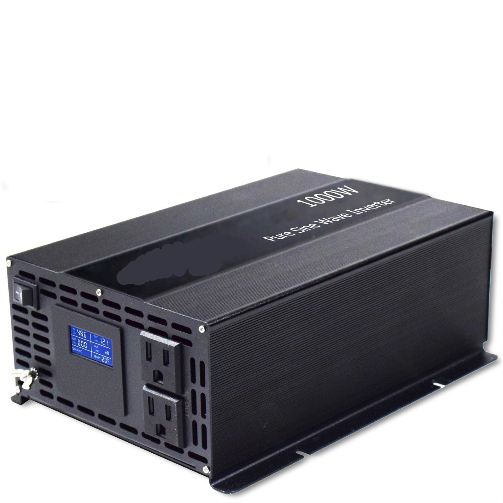 2000W Peak Pure Sine Wave Solar Inverter, 1000W DC to AC Converter 12V/24V/36V/48V LCD Display ,Protect Your Appliances