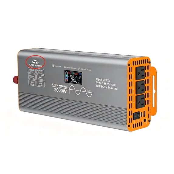 2000W Pure Sine Wave Inverter, 12V to 110V, LCD Display, Type-C Fast ...