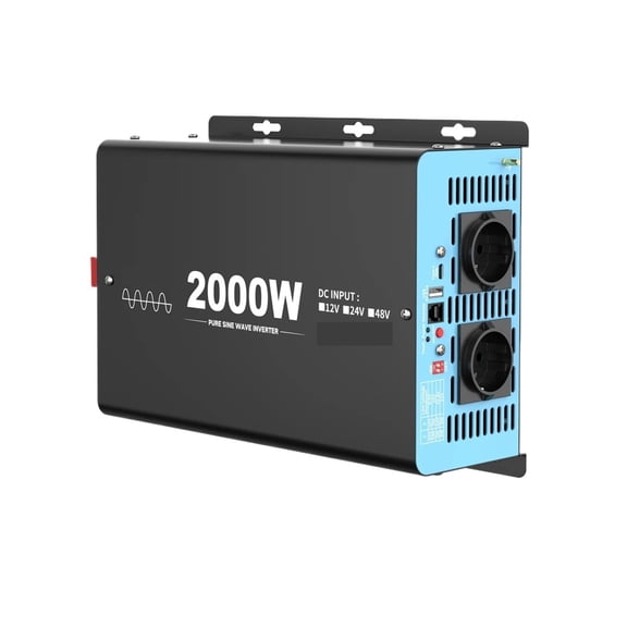 2000W Pure Sine Wave Inverter Peak Power 4000W DC 12V to AC 230 50HZ LCD Car Voltmeter Converter