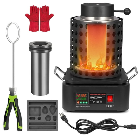 Naipo 2000W Smelting Furnace Kit ,1200°C/2192°F , Automatic Electronic Metal Furnace with 3KG Graphite Crucible and Ingot Mold for Melting Gold, Silver Copper & Aluminum, Metal Foundries Smelter