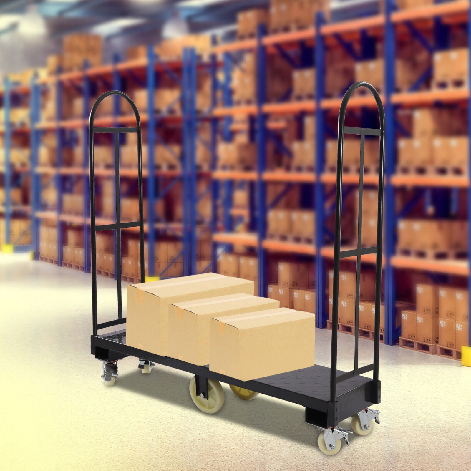 2000lbs Heavy Duty Steel Dolly U-Boat Utility Material Cart Platform Hand Truck