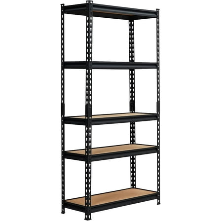 2000lbs Storage Shelves 5 Tier, Adjustable Heavy Duty Garage Shelving, Metal Industrial Shelving Unit for Warehouse, Pantry, Kitchen, 30" W x 12" D x 60" H, Black