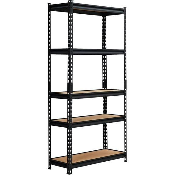 2000lbs Storage Shelves 5 Tier, Adjustable Heavy Duty Garage Shelving, Metal Industrial Shelving Unit for Warehouse, Pantry, Kitchen, 30" W x 12" D x 60" H, Black