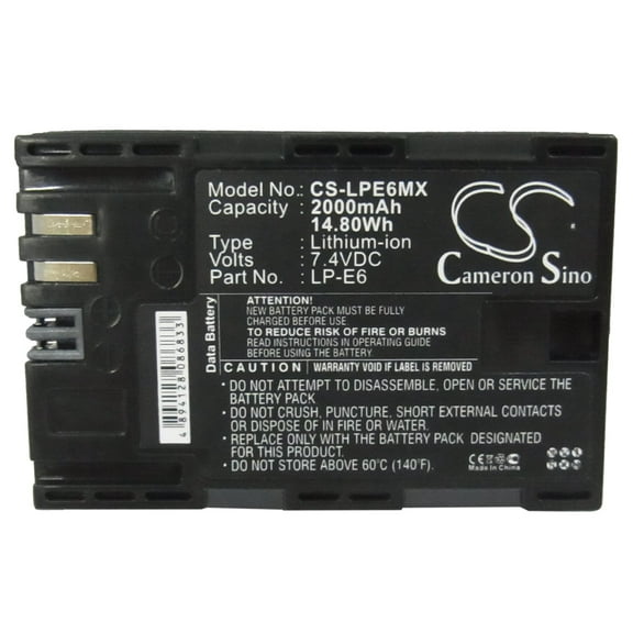 2000mAh LP-E6 LP-E6N Battery for Canon EOS 7D 5D Mark III EOS 7D Mark II EOS 5D Mark III EOS 5D Mark II EOS 60Da EOS 60D