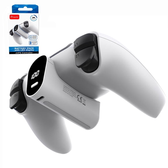 2000mAh Rechargeable Battery Pack compatible with PS5 Dualsense Edge Controller, Fast Charging Portable Wireless Charger with Battery Life Display Play and Charge Kit for Playstation 5 Controllers