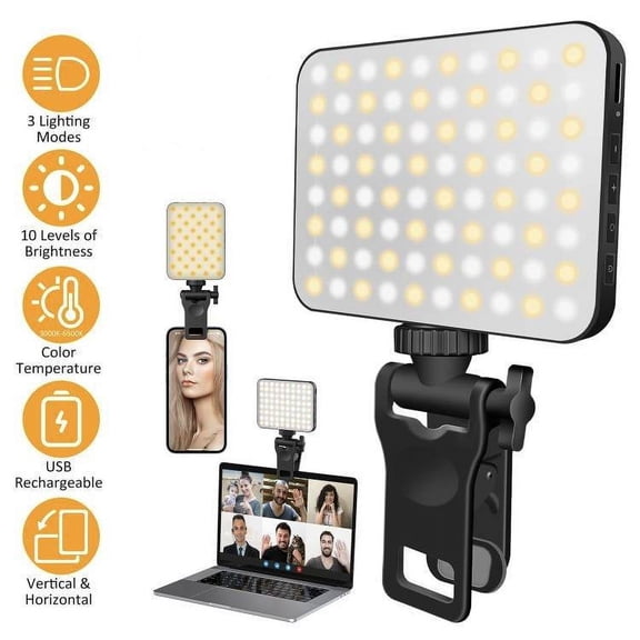 2000mAh Rechargeable Selfie Light, TeqHome Fill Light with Clip, 80 LED Portable Light with 3 Light Modes,10 Brightness Levels for Phone Laptop Makeup Live Stream Vlog Photography