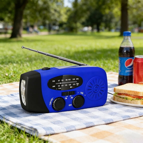 2000mAh Solar Emergency Radio, Hand Crank AM/FM/WB Solar Portable Radio, LED Torch Power Bank Charger, Emergency Gadget for Camping Hiking and Outdoor Survival