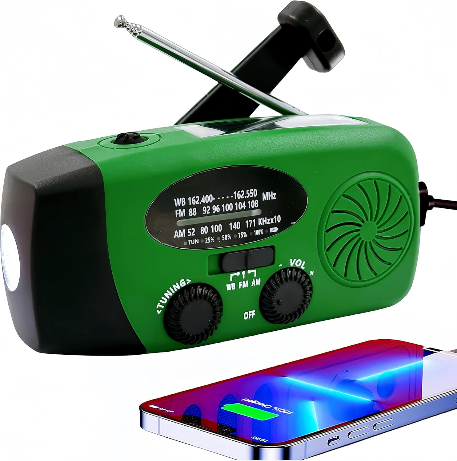 2000mAh Weather Emergency Radio, Portable Solar AM/FM/NOAA Hand Crank ...