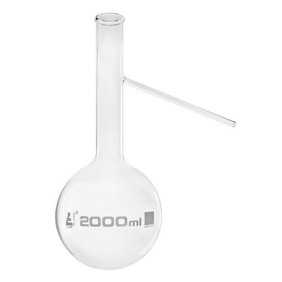 2000mL Distilling Flask with Side Arm, Round Bottom, Borosilicate Glass - Eisco Labs