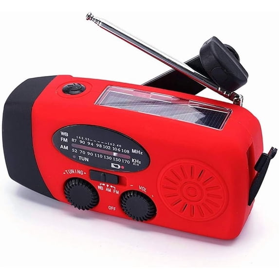 2000mWh NOAA Weather Radio Emergency Radio Solar,Portable Self Powered NOAA AM/FM Radios with SOS Alarm LED Flashlight 2000mAh Smart Phone USB Charger for Camping (Red)