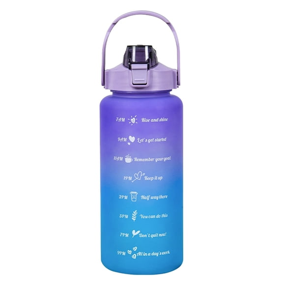 2000ml Gradient Sports Water Bottle for Men Women Fitness Cycling with Straw Motivational Quotes BPA-Free Leakproof Flip Lid Hydration Tracker Gym