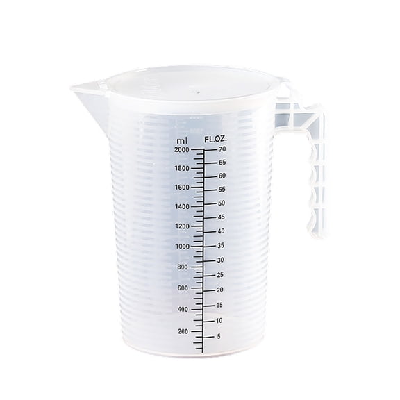 2000ml Measuring Cup with Scale, Clear Measuring Jug with Handle & Snap-On Lid, Liquid Container for Kitchen Baking Tea Shop, BPA-Free, Dual Metric Cup Markings180)