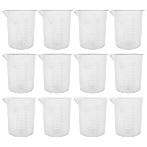 2000ml Plastic Beakers; 50mL Graduations; Premium Polypropylene - Pack of 12