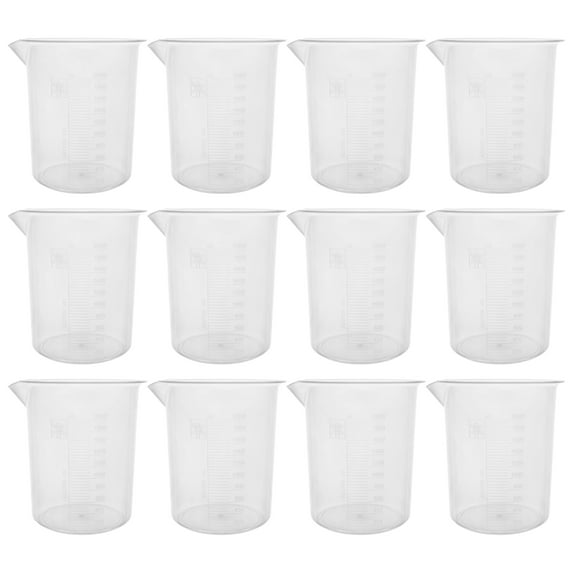 2000ml Plastic Beakers; 50mL Graduations; Premium Polypropylene - Pack of 12