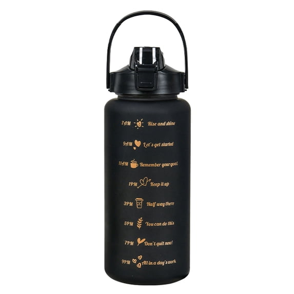 2000ml Water Bottle with Straw and Chug Lid - BPA Free Large Plastic Sports Bottle for Gym Workout Cycling Camping - 2 Liter Hydration Jug with Time Marker and Motivational Quotes