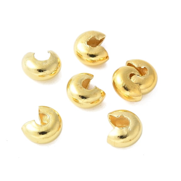 2000pc Iron Crimp Beads Covers Nickel Free Golden 5mm In Diameter Hole: 1.5~1.8mm