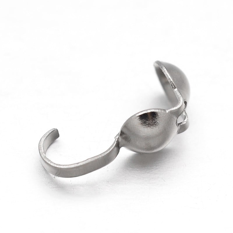 2000pc Tarnish Resistant 304 Stainless Steel Bead Tips Calotte Ends Clamshell Knot Cover Stainless Steel Color 9x4x4mm Inner Diameter: 3mm
