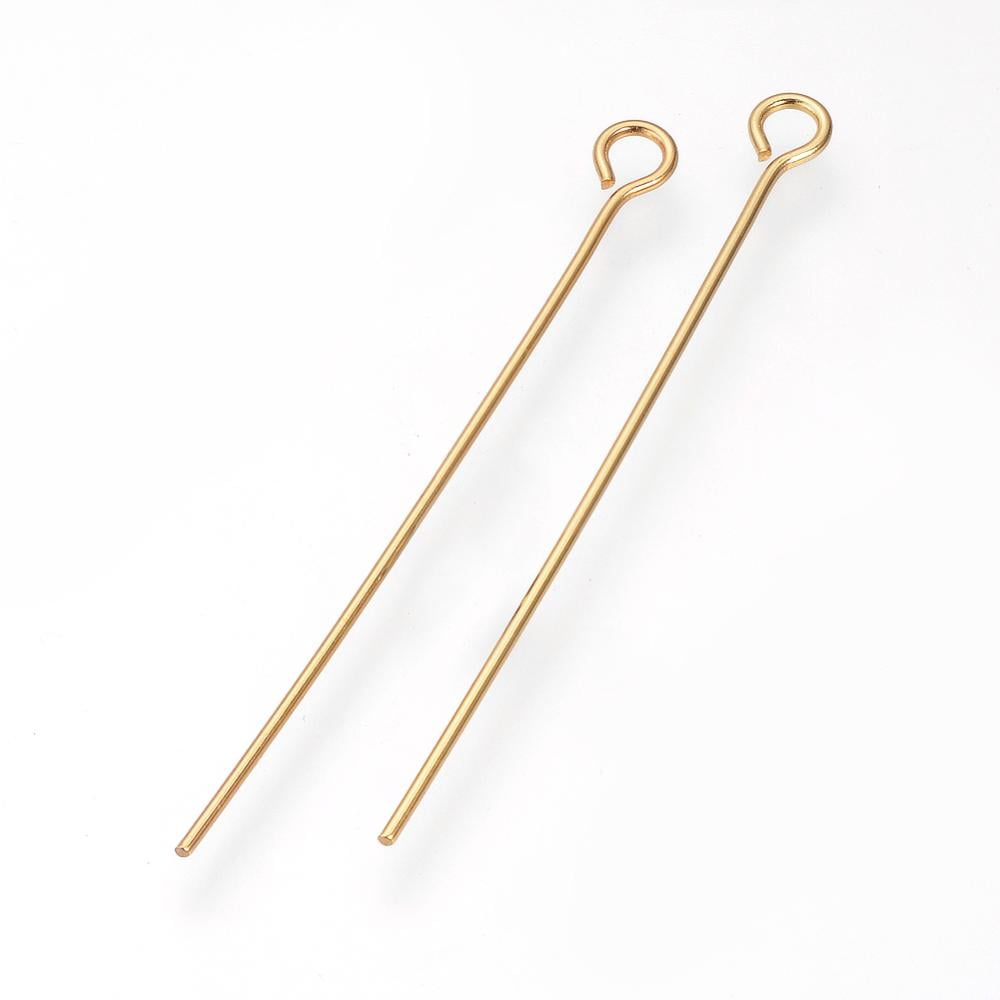 2000pcs 304 Stainless Steel Eye Pin Golden 30mm Hole: 2mm Pin: 0.7mm