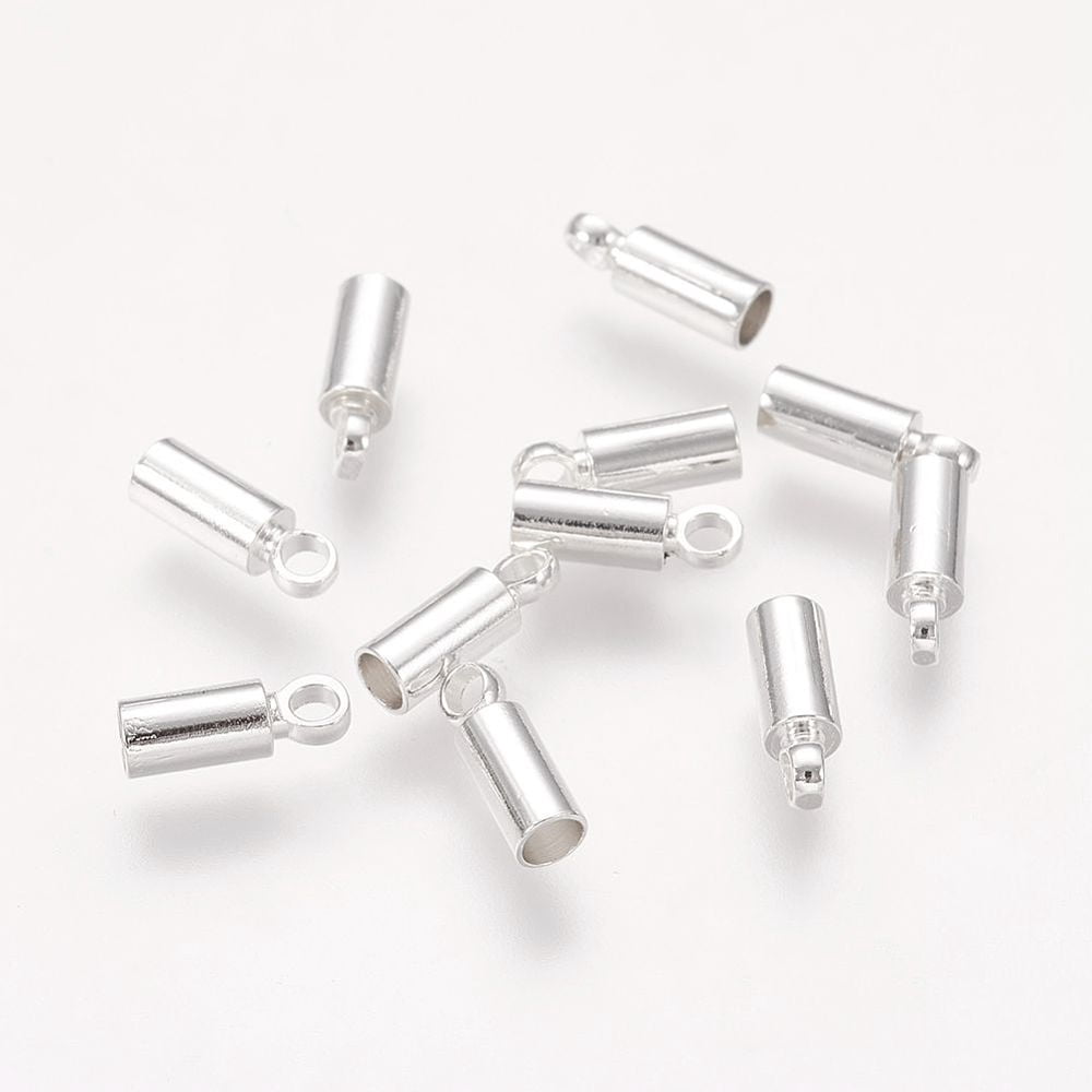 2000pcs Brass Cord Ends End Caps Nickel Free Silver color 8x2.8mm Hole: 1.5mm 2mm inner diameter