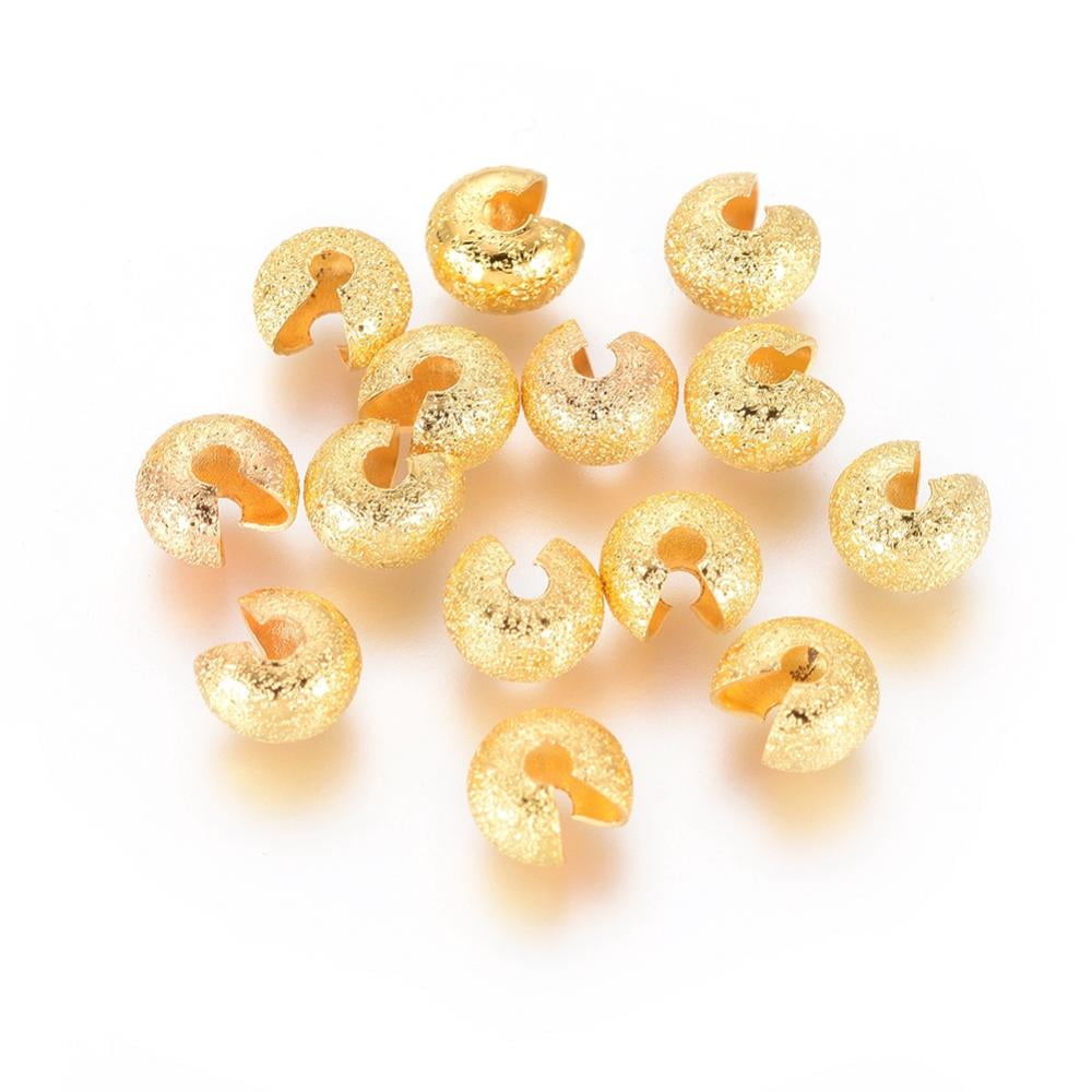 2000pcs Brass Crimp Beads Covers Nickel Free Golden 4mm In Diameter Hole: 2mm