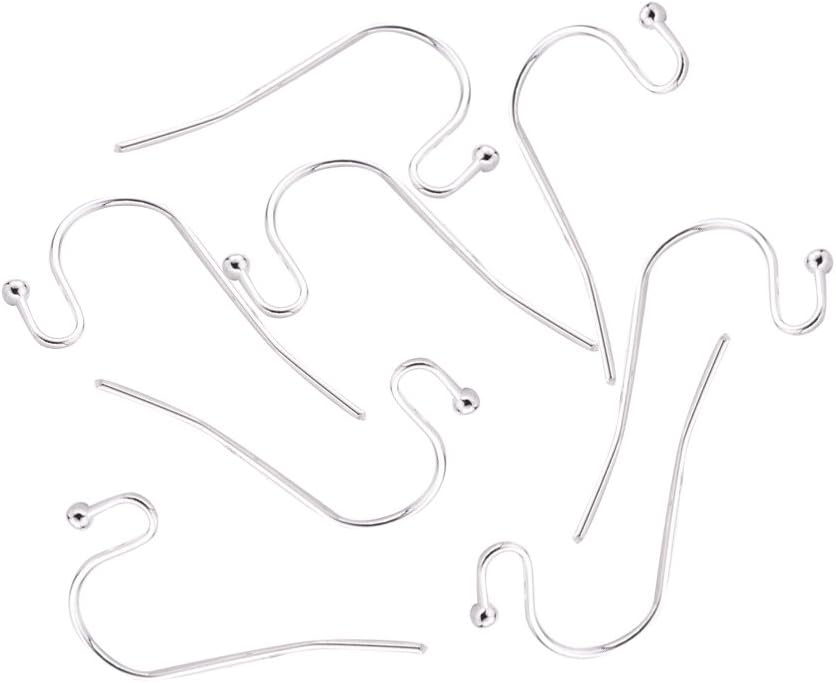 2000pcs Brass Hook Earwire Lead Free and Cadmium Free Silver Color Size: About 11mm Wide 22mm Long 0.75mm Thick; Ball: 2mm in Diameter