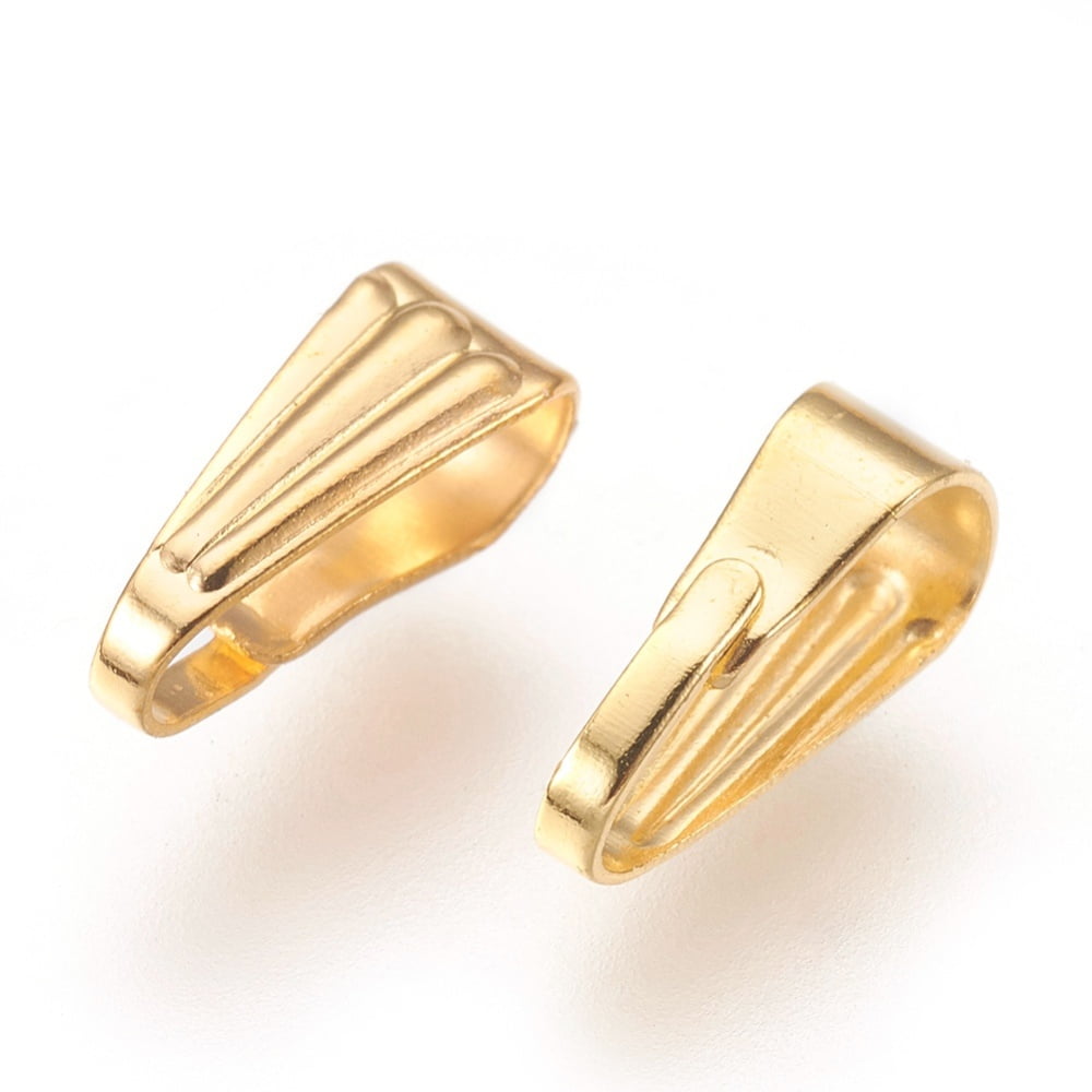 2000pcs Brass Snap on Bails Nickel Free Real 18K golden Plated 8.5x3.5mm Hole: 2.5x7.5mm