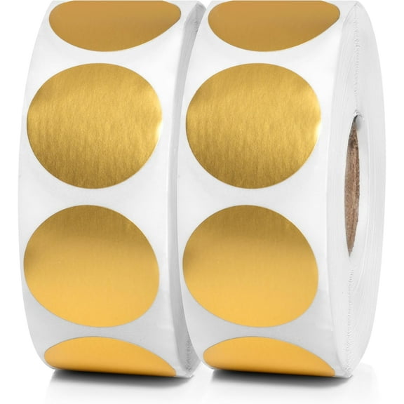 2000pcs Gold Dot Sticker Label Roll 1 inch | Labels for Inventory, Color Code Labels, Organization Stickers, 1000/roll (Pack of 2)