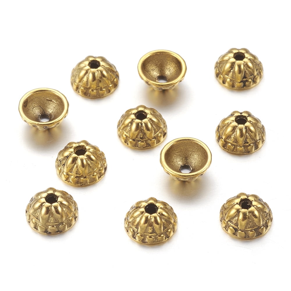 2000pcs style Alloy Caps Cadmium Free & Lead Free Golden 8x4mm Hole: 1.5mm