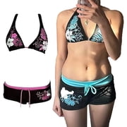 2000s Bathing Suit 2 Piece Y2k Halter Bikini Grunge Swimsuit Goth Outfits Set Alternative Aesthetic Triangle Bikini
