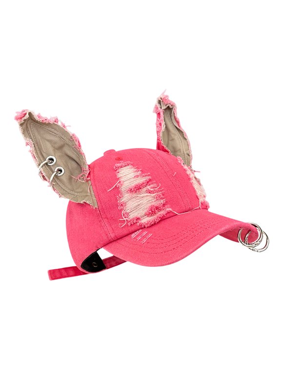 2000s Distressed Truckers Hat Adjustable Baseball Hat with 3d Dog Ear Design Ripped Detail Women Outdoor Activity Headwear