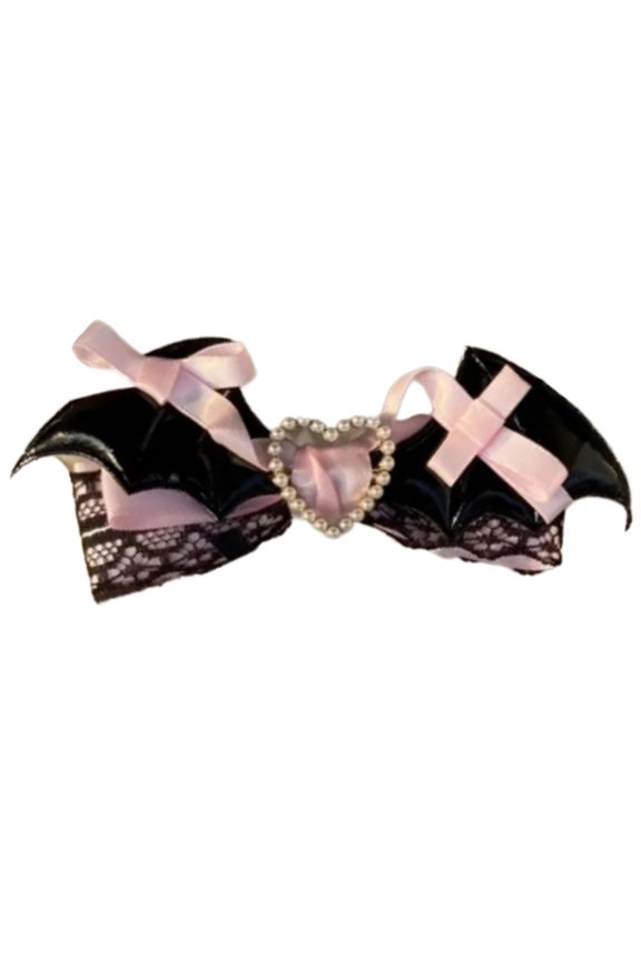 2000s Hair Clip for Halloween Punk Lace Bowknot Nonslip Barrettes Side Bangs Cosplay Party