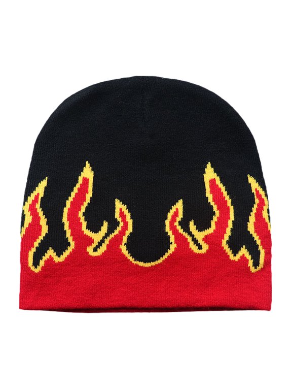 2000s Hat Flame Caps Knit Hat Flame Hat Warm Hat Skullies Hat Flame Skull Caps