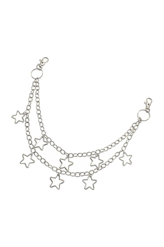 2000s Pants Chain Two Layered Tassels Star Pendant Chain Decorative Waist Chain