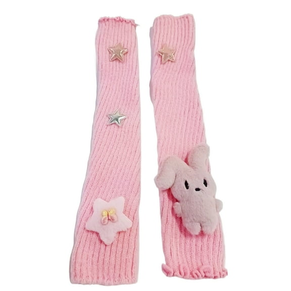 2000s Rabbit Star Gloves Winter Autumn Warm Arm Sleeves for Cosplay Party Wear