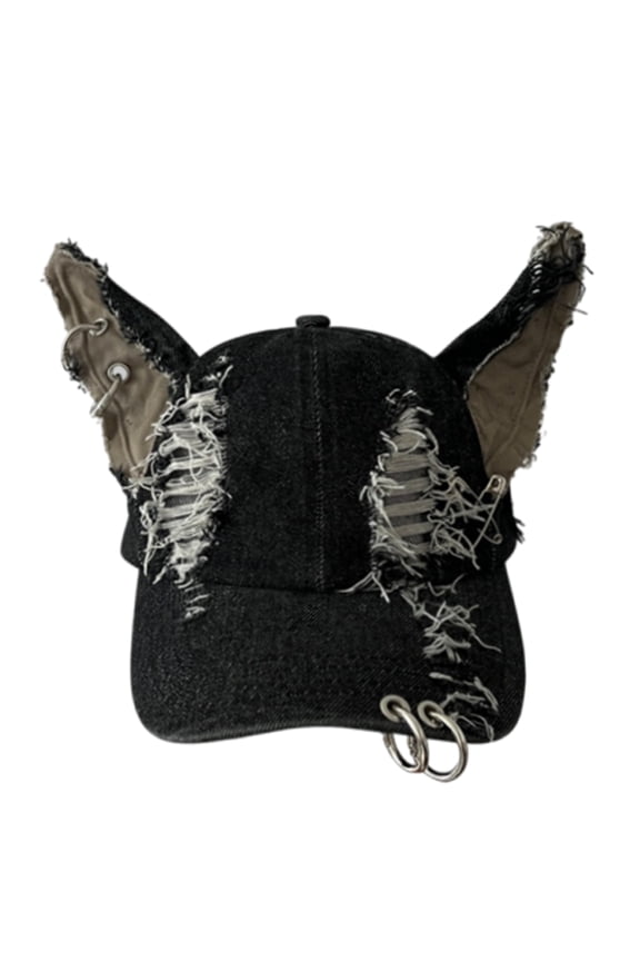 2000s Ripped Dog Ear Hat for Adults Dark Series Spring Autumn Baseball Hat Street Wear Skull Caps Outdoor Activity Hat