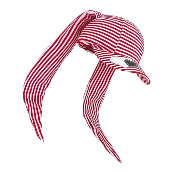 2000s Styles Lovely Bunnies Ear Baseball Hat With Heart Patches and Stripes Pattern Design For Trendy Women and Teens