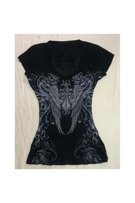 2000s Vintage Clothes Harajuku Blouse Tees Summer Gothic Shirt Tops Subculture Y2k Crop Top Women Punk Graphic T-shirts Street