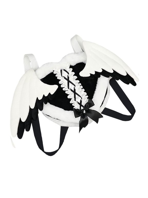 2000s Wing Shoulders Bag with Adjustable Strap for Women Detachable Wing Heart Shape Backpack for Party