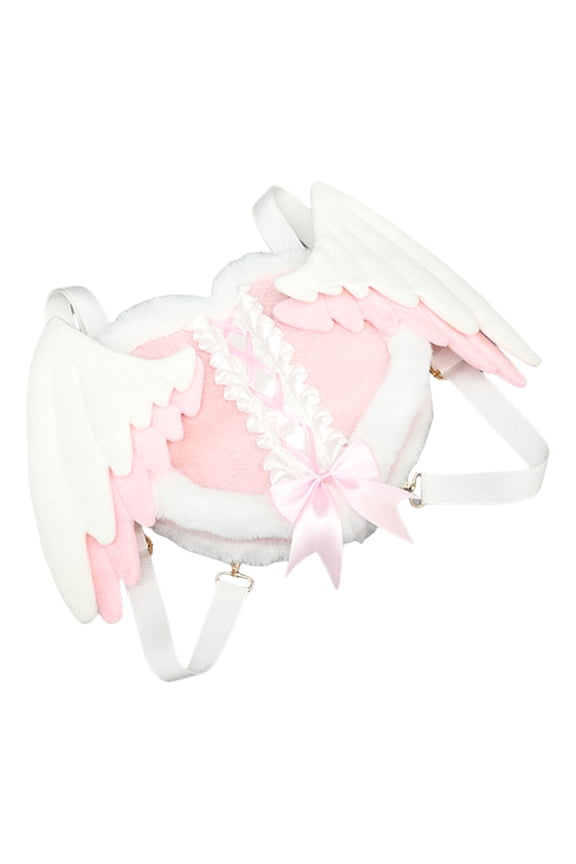 2000s Wing Shoulders Bag with Adjustable Strap for Women Detachable Wing Heart Shape Backpack for Party
