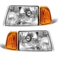 thumbnail image 1 of for 2001 2002 2003 2004 2005 2006 2007 2008 2009 2010 2011 Ford Ranger Headlight Assembly Clear Lens Chrome Housing with Amber Reflector Headlight Replacement Driver and Passenger Side, 1 of 7