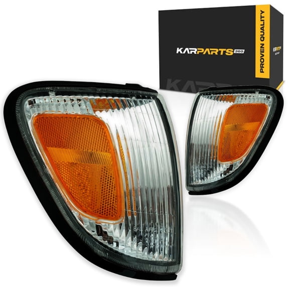 For 2001 2002 2003 2004 Toyota Tacoma Pair Driver and Passenger Side Turn Signal/Side Marker Light w/ Bulbs TO2520161 TO2521161 | 81620-04080 81610-04080 ;w/Chrome Bezel