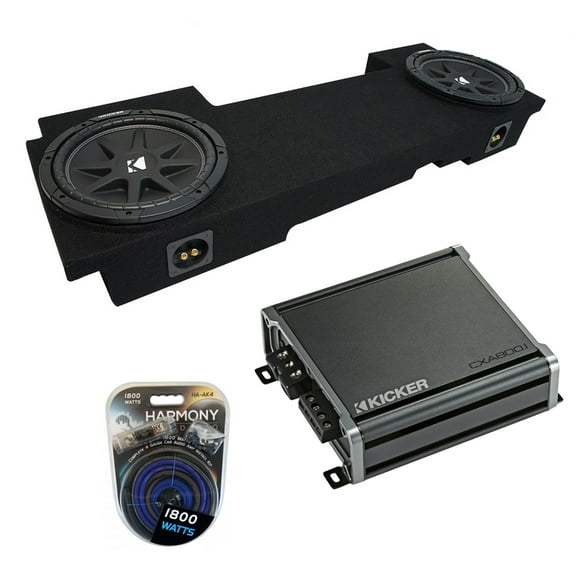 2002-2013 GMC Sierra HD Crew Truck Kicker Comp C10 Dual 10 Sub Box & CXA8001 Amp