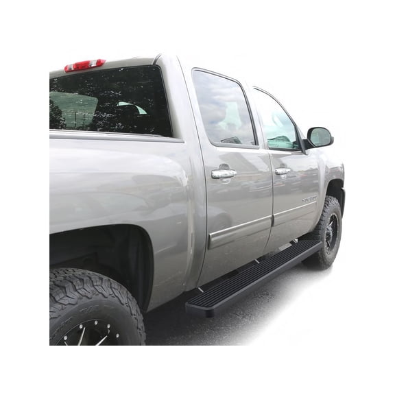 2001-2013 Chevy Silverado GMC Sierra 1500/1500HD Crew Cab 2001-2014 2500/2500HD/3500 Crew Cab (Excl. C/K Classic & S.S. Models) Black Finish 6 Inch Door to Door Side Bar Side Step Running Board