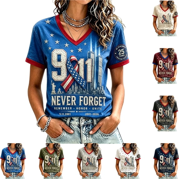 911 Never Forget Womens Shirts 9/11 25th Anniversary Shirt Anniversary Patriotic Memorial Day Graphic T-Shirt Royal Blue XXL