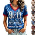 thumbnail image 1 of 911 Never Forget Womens Shirts 9/11 25th Anniversary Shirt Patriotic American Flag Memorial Graphic T-Shirt Blue XL, 1 of 4