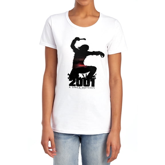 2001: A Space Odyssey Ape Silhouette Women's T Shirt, White, Large